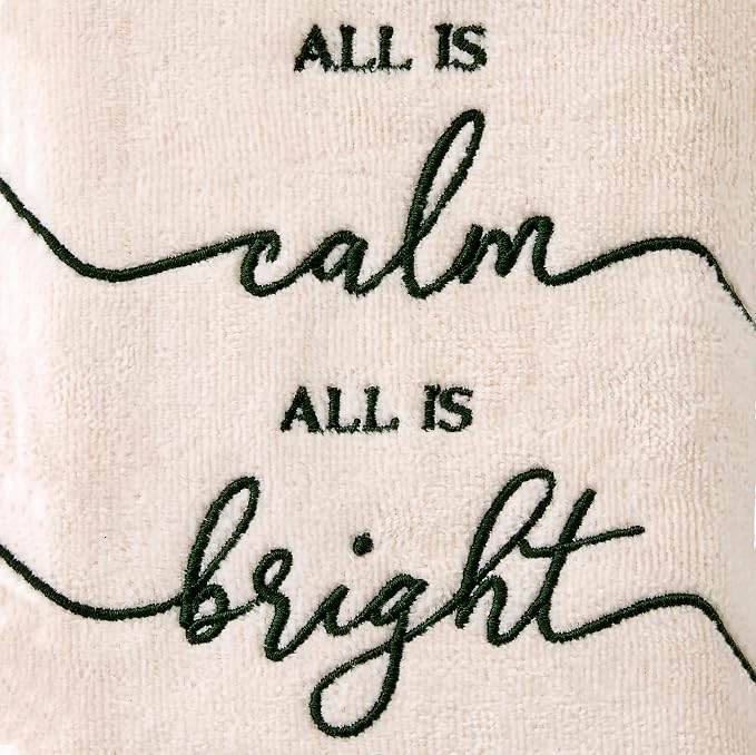 SKL Home Christmas/Winter All is Calm 100% Cotton Embroidered 2pc Hand Towel Set - Image 5