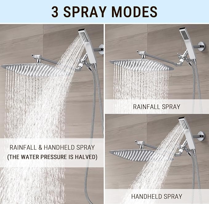 G-Promise All Metal 14 Inch Dual Square Shower Head - Image 2