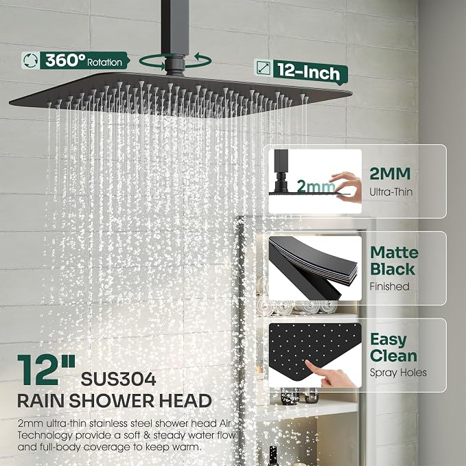 Ceiling Mount Shower System, High-Pressure Showerheads Set - Image 3