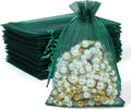 Hopttreely 100PCS Dark Green Organza Bags, 4X4.72 inch Mesh Bags Drawstring by Hopttreely