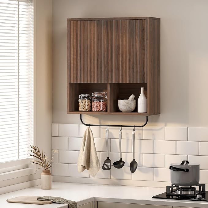 Bathroom Wall Cabinet, Fluted Wooden Medicine Cabinet Storage - Image 8