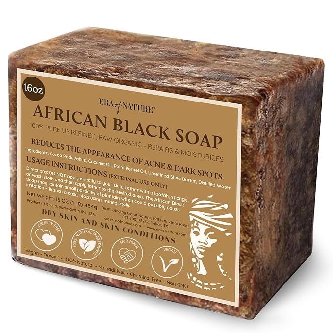 era of nature Best Raw ORGANIC AFRICAN BLACK SOAP, by ERAOFNATURE