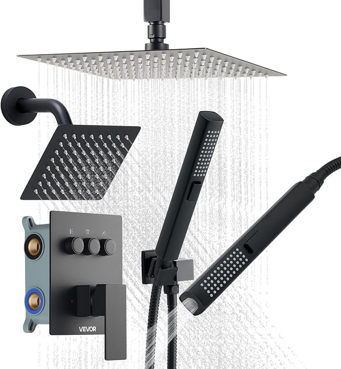 VEVOR Shower Faucet Set, 10 Inch Ceiling Mount Rainfall Shower System by VEVOR