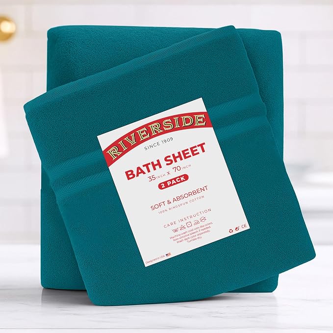 RIVERSIDE Pack of 2 Extra Large Bath Sheets 35 x 70 Inches - Image 7