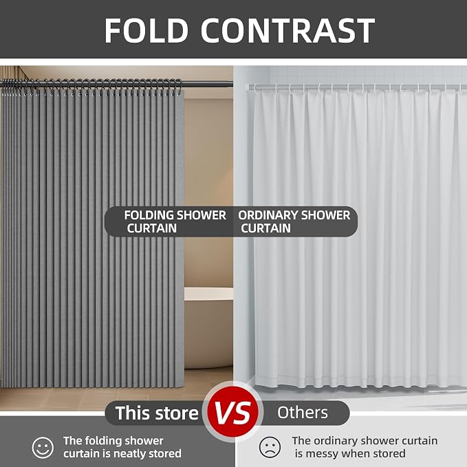 Bathroom Magnetic Folding Shower Curtain, Accordion-Style Shower Curtain - Image 3