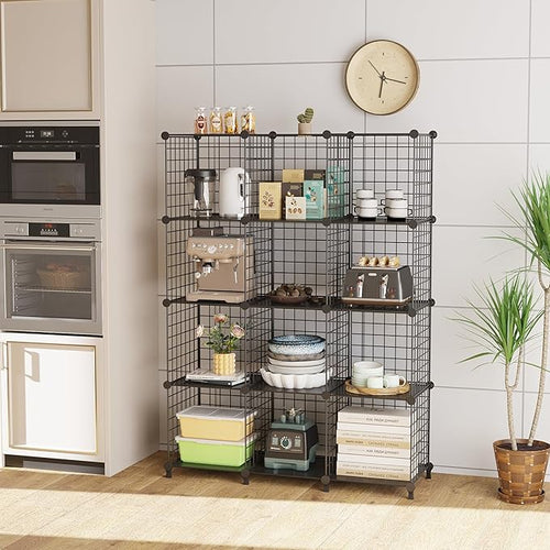 12-Cube Storage Organizer, Metal Wire Cube Shelving Unit, 11.8" L x 11.8" W x - Image 2