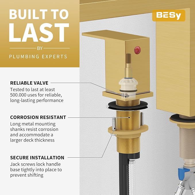 BESy Waterfall Roman Tub Faucets, Deck Mount Bathtub Faucets Set, Garden 3 - Image 5