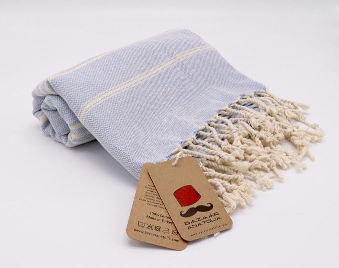 Bazaar Anatolia Slim Line Turkish Towel 100% Cotton Peshtemal Beach Towel 76x38 - Image 2