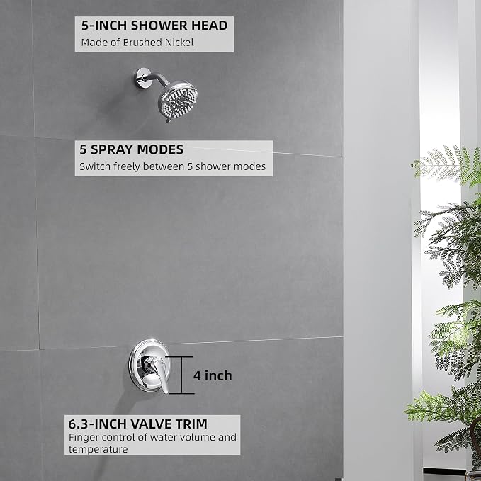 KINSE 5- Inches Shower head, Shower Faucet Set, shower kit - Image 2