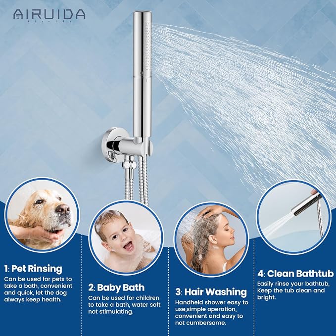 Airuida Shower Fixtures 2 Functions Shower Faucet Set Wall Mounted - Image 4