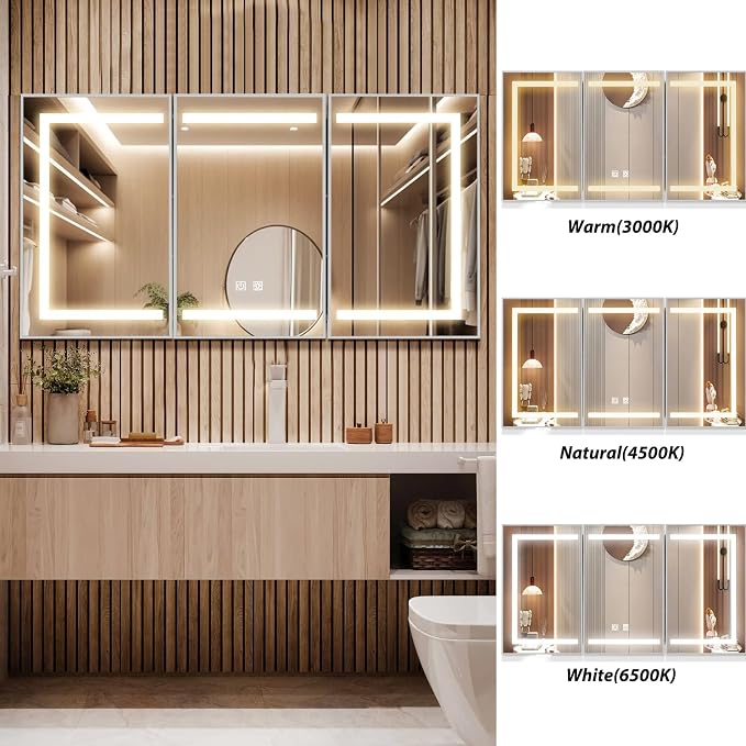 APRILSOUL 60X32 Inch Silver Bathroom Medicine Cabinet - Image 6