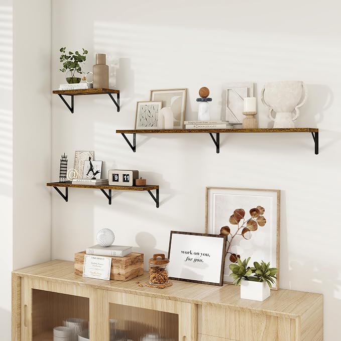 Dreamland Dark Brown Floating Shelves, 24W x 8D Wall Mounted Shelves Set of 2 - Image 6