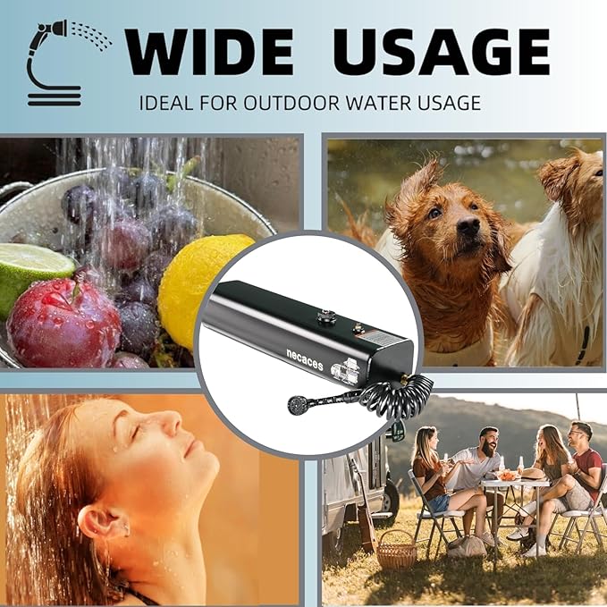 4.5Gallon Pressurized Water Tank, Portable Aluminum Camping Shower Water Storage - Image 6