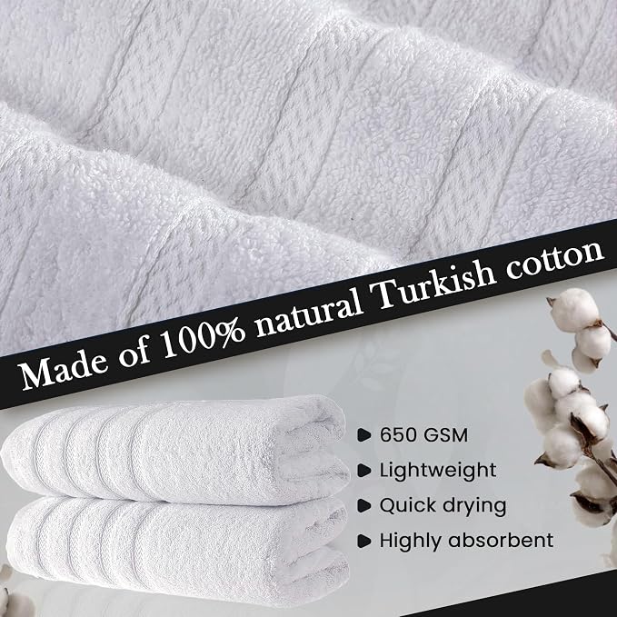 HALLEY Turkish 4 Pack Premium Bath Towels 650 GSM Highly Absorbent Super Soft - Image 2