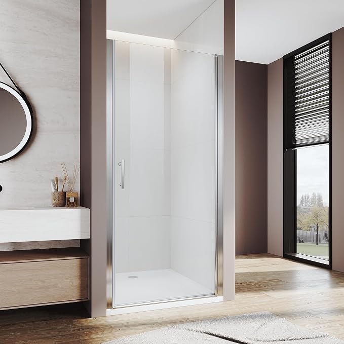 Glass Shower Door 33.5-35" W x 72" H, Semi-Frameless Pivot Shower Door by Ucalafee