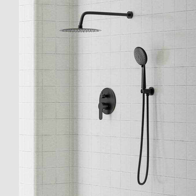 Gabrylly Shower System Black, Pressure Balance Shower Faucet Set, High Pressure - Image 2