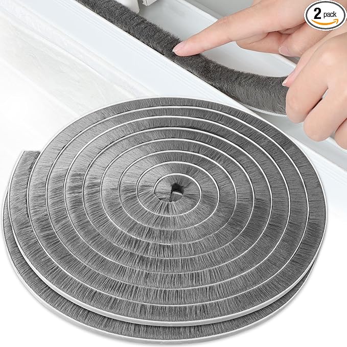 2Pack MILEQEE Door Brush Seal, 66Feet Total, Felt Pile Weather Stripping by MILEQEE