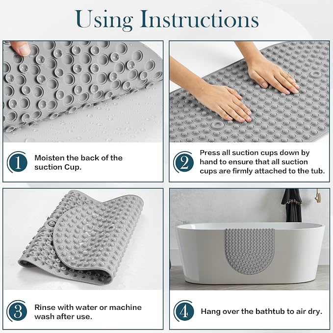 Silicone Bath Mat for Tub Non Slip, Bubble Massage Anti Slip Shower Mat - Image 5
