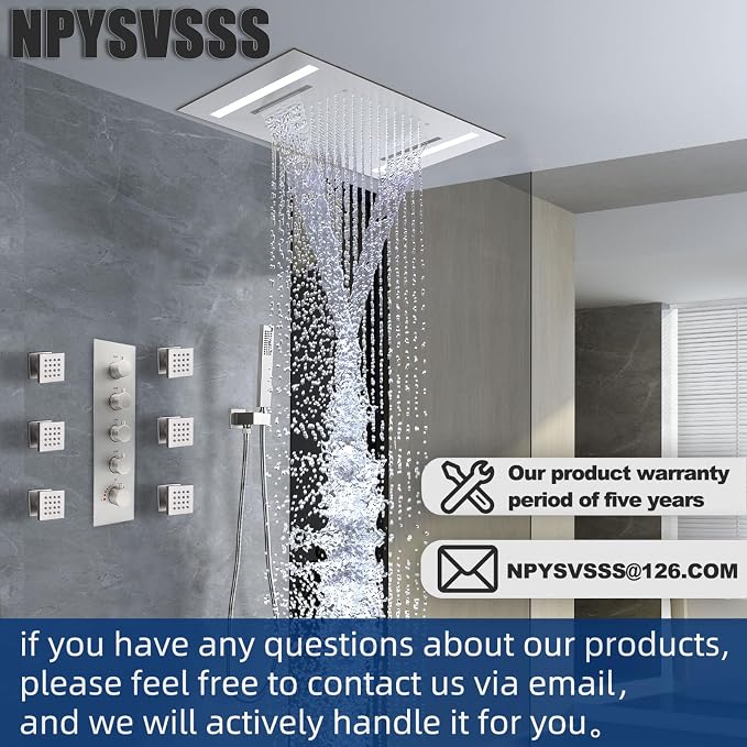 Multi Full Body Thermostatic Luxury Spa Shower System And 14x20 Inch LED 4 - Image 7