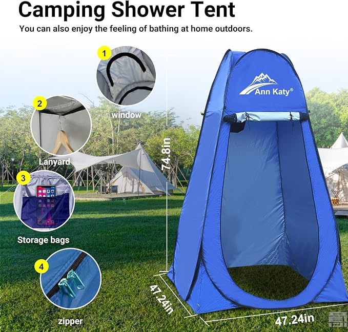Pop up Privacy Shower Tents for Camping, Portable Dressing Changing Tent - Image 2