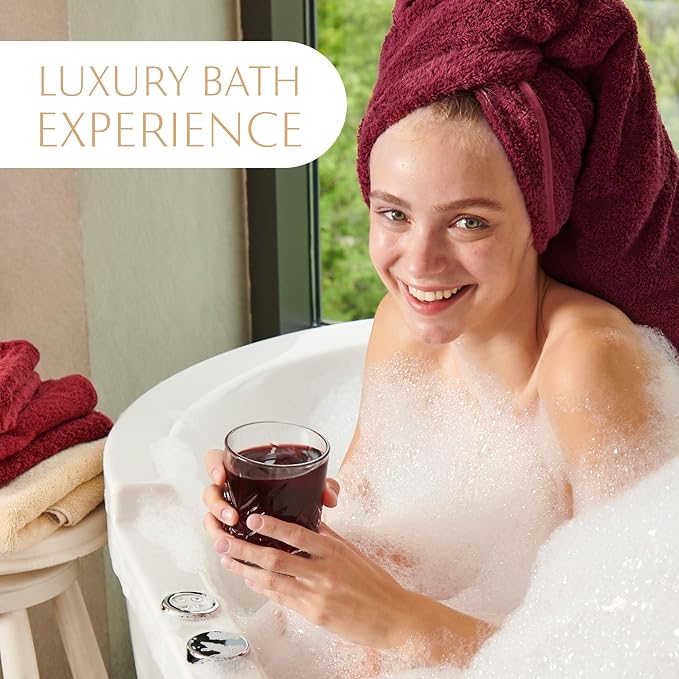 MAURA Burgundy Bath Towel Set of 8 - Image 6
