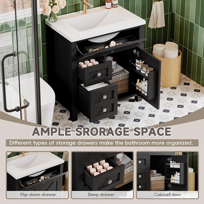 YESHOMY Bathroom Vanity with 30" Sink, Modern Wood Pedestal Bathroom Spacious - Image 5