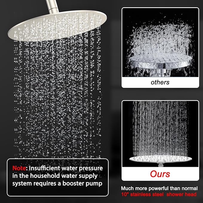 Shower Faucet Set 10IN Brass Rough-In Valve Body Trim Kit Rainfall Included - Image 3