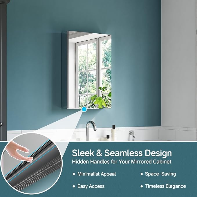 16"x24" Medicine Cabinet Mirror, Aluminum Silver Recessed Medicine Cabinet - Image 5
