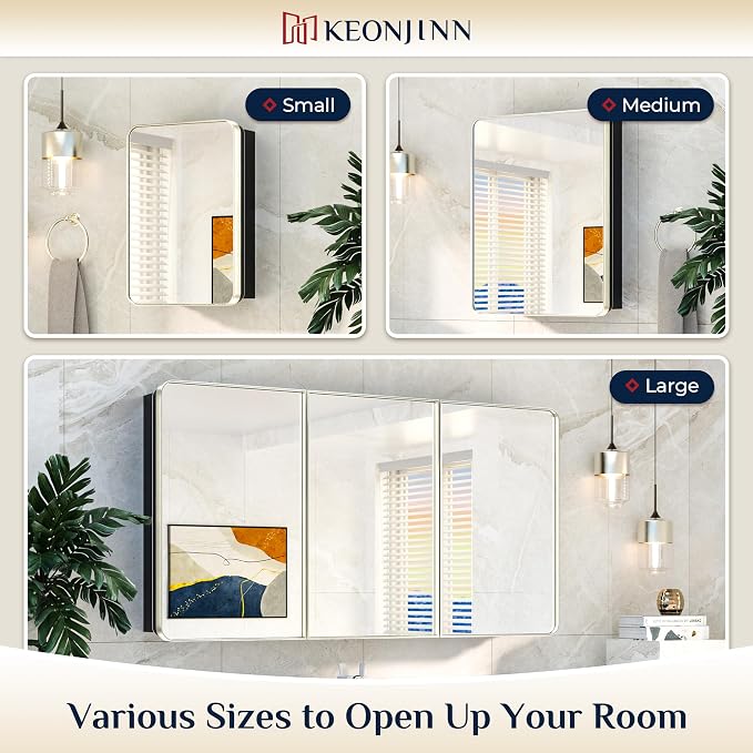 Keonjinn Brushed Nickel Medicine Cabinet - Image 9