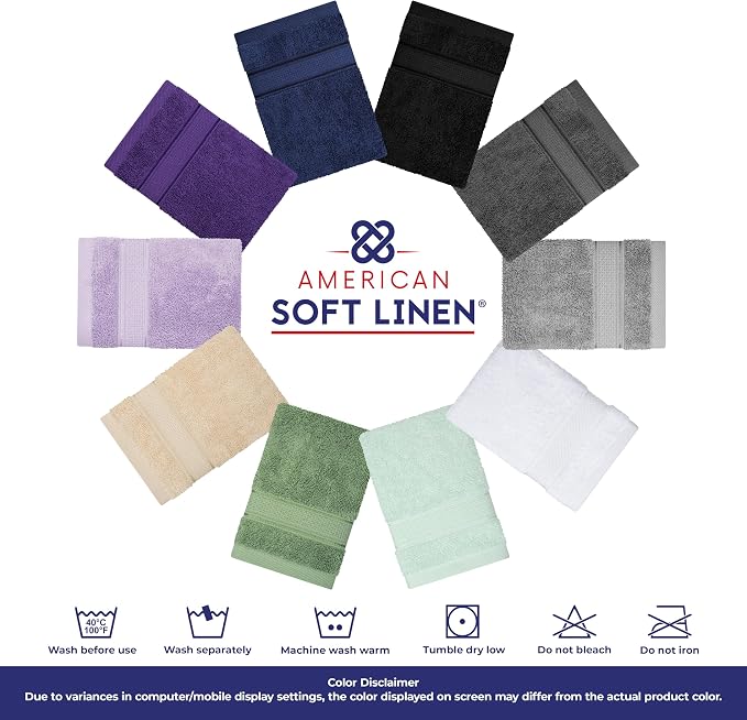 American Soft Linen Salem Washcloth Sets, 4 Piece Luxury 600 GSM 100% Cotton - Image 8