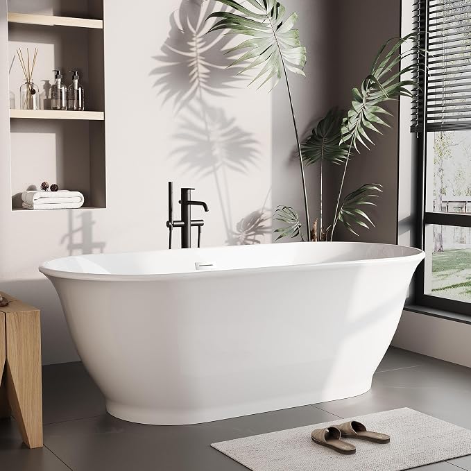 59" Acrylic Freestanding Bathtub, Contemporary Soaking Tub, CUPC Certified by Unknown