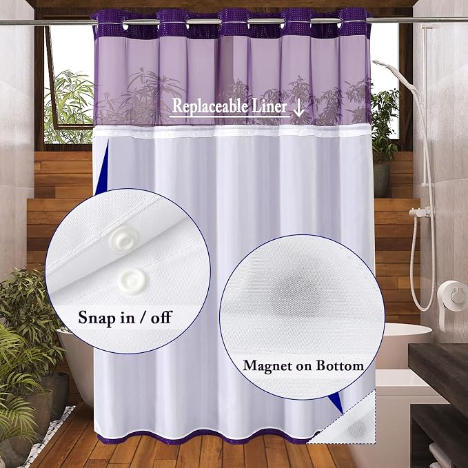 Gibelle No Hook Waffle Weave Shower Curtain - Image 3