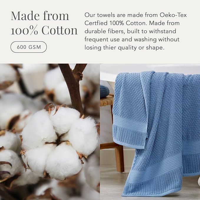 NY Loft 100% Cotton Towel Set 6 Piece | Super Soft & Absorbent Quick-Dry 2 Bath - Image 4