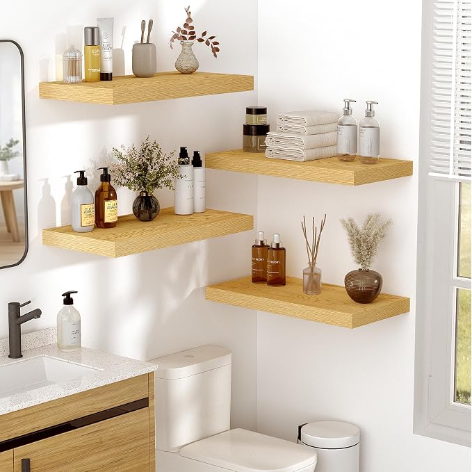 Vivelove 10" Deep Floating Shelves Over Toilet, Modern Rustic Shelves - Image 2