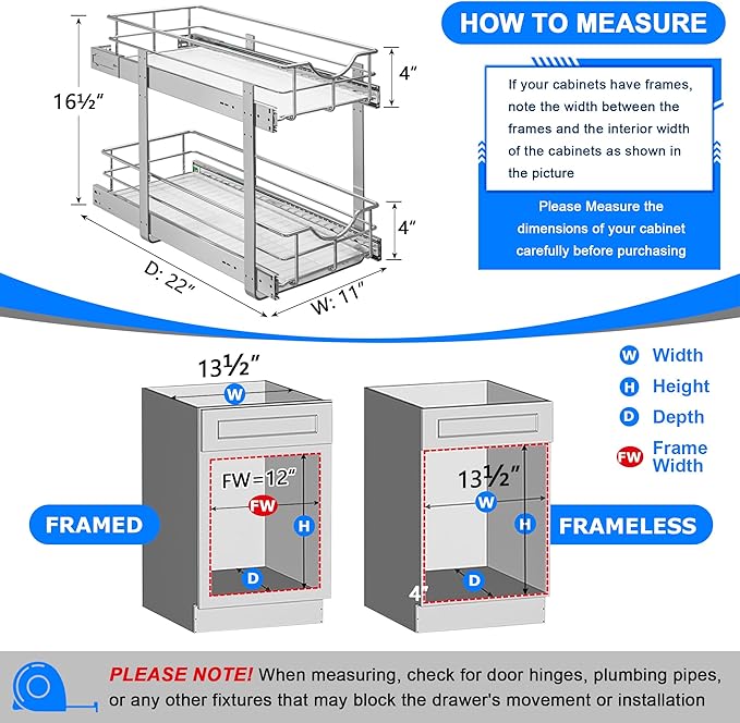 WelFurGeer 2-Tier Kitchen Cabinet Pullout Shelf and Drawer Organizer, Soft - Image 3