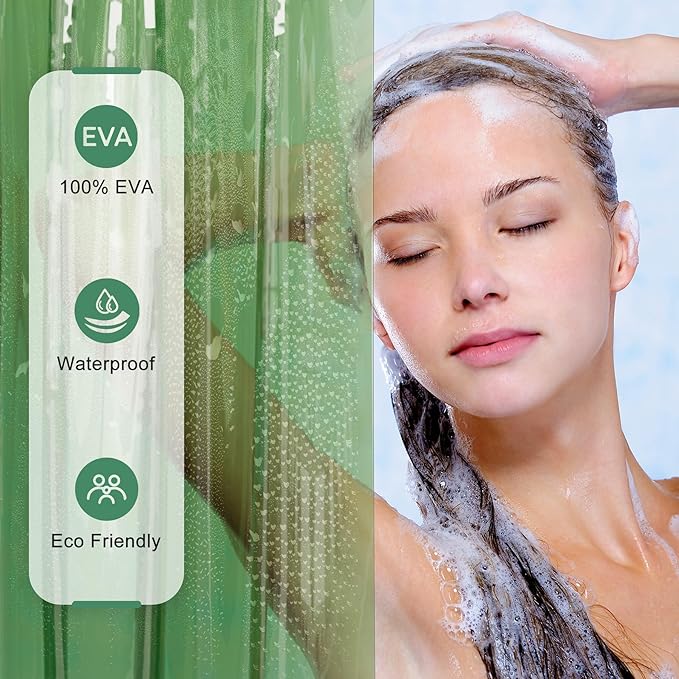 AmazerBath Extra Long Shower Curtain Liner, 100% EVA Clear Green Heavy Duty 84 - Image 7