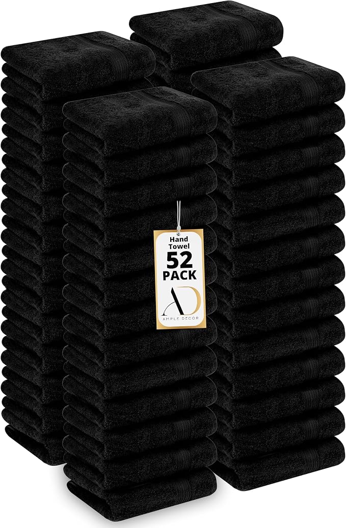 Ample Decor Hand Towel 18 X 28 Inch Pack of 52 600 GSM 100% Cotton, Soft by AmpleDecor