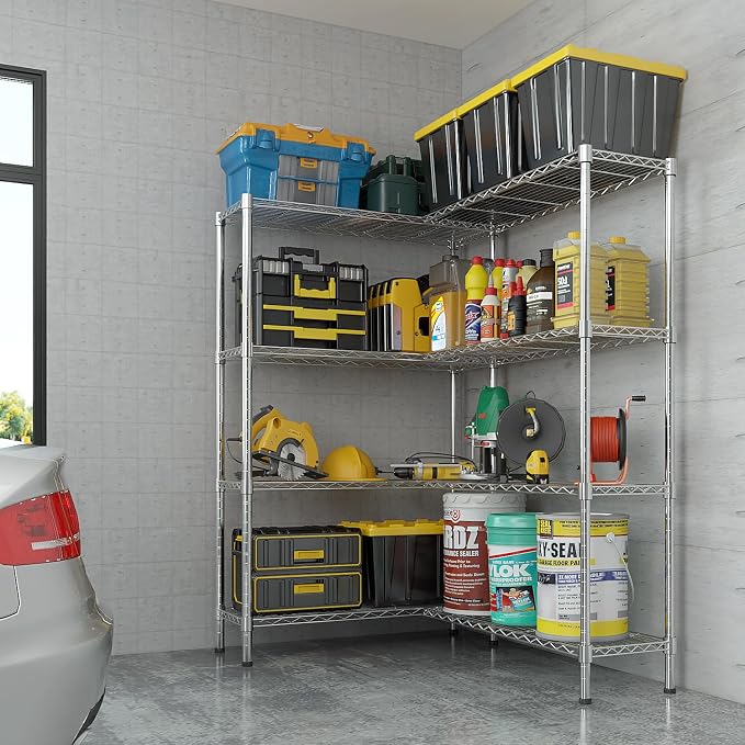 4 Tier Storage Racks Shelving, Heavy Steel Pantry Shelves, Adjustable Wire - Image 9