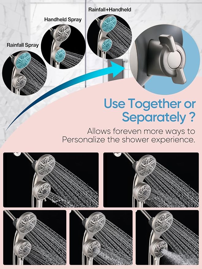 Cobbe High Pressure 3-Way Shower Head Combo, Hand Held Shower & Rain Shower - Image 6