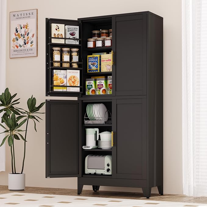 74.8" Tall Metal Food Cabinet, Storage Cabinets - Image 7