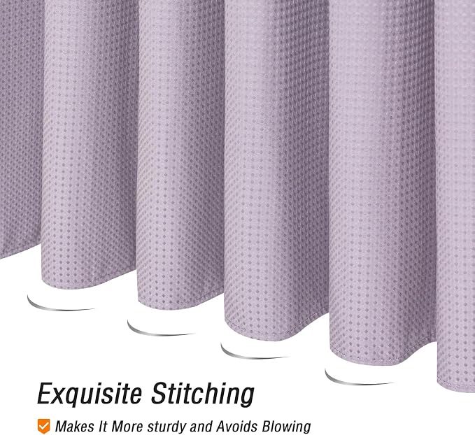 Gibelle Extra Long Shower Curtain 72 x 84, Tall Waffle Weave Textured Fabric - Image 5
