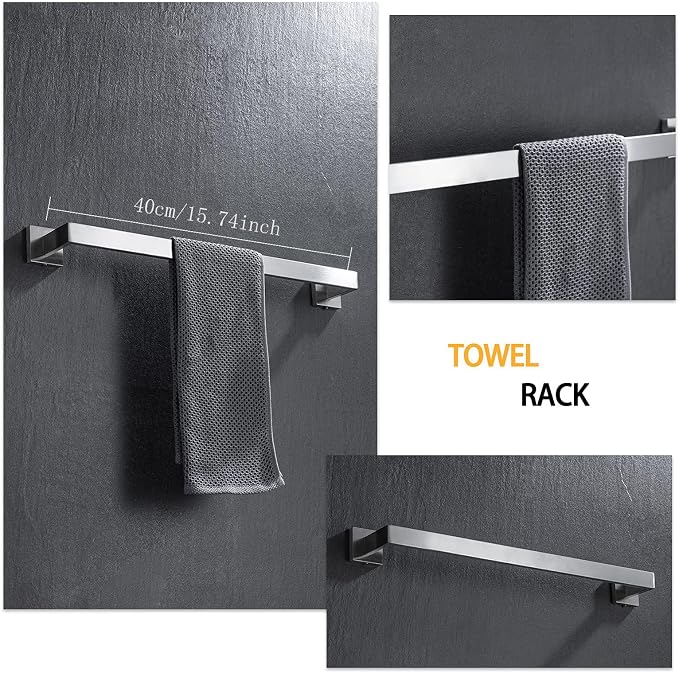 4-Piece Bathroom Hardware Set, Towel Rack Towel Bar Towel Holder Toilet Paper - Image 5
