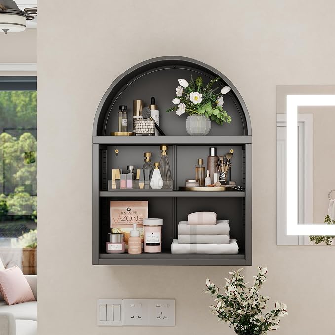Metal Arched Wall Cabinet, Modern Arched Storage Cabinet - Image 2