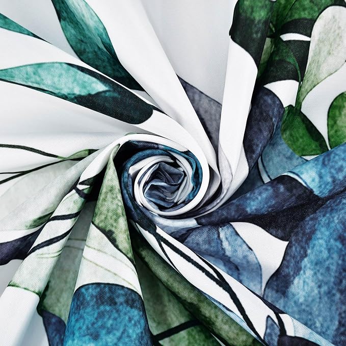 Shower Curtain, Watercolor Green Leaf Shower Curtain Sets Waterproof Plant - Image 4