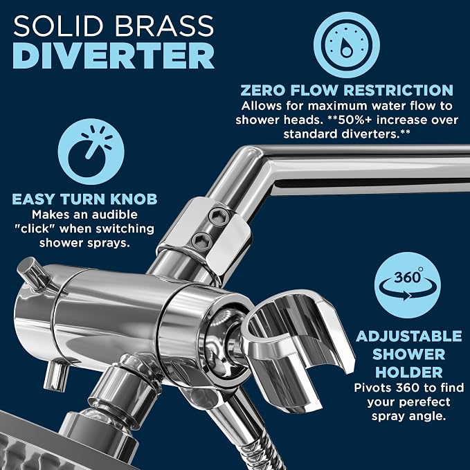 HammerHead Showers® Solid Metal Dual Shower Head Combo – CHROME – 8 Inch - Image 7
