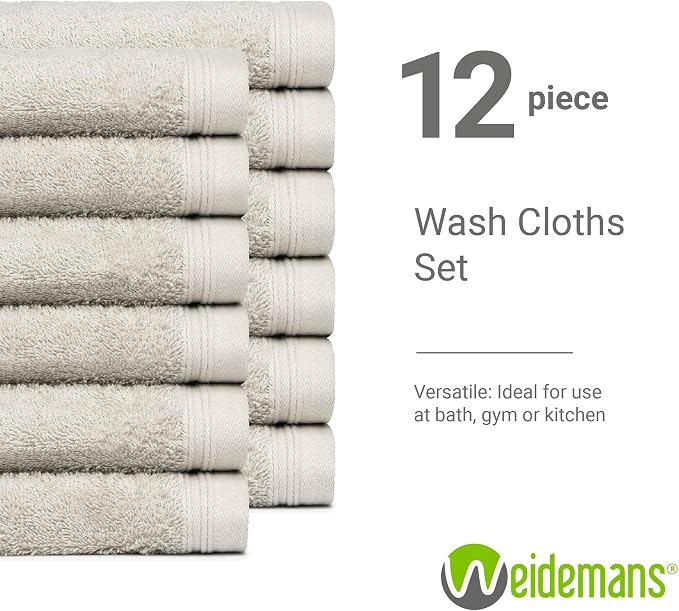 100% Cotton Washcloths Set 13” x 13” | Silver Towels | Set of 18 Ultra Soft and - Image 3
