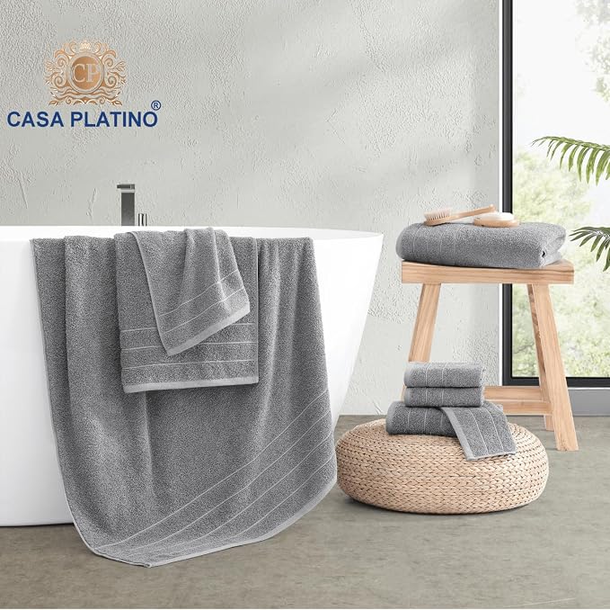 Casa Platino 100% Cotton 8 Piece Bath Towel Set - Image 6