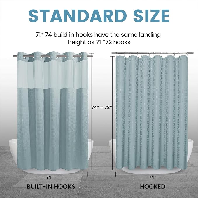Fog Blue No Hook Shower Curtain - Image 7