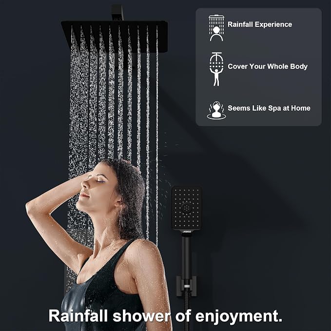 Rain Shower System 10IN Modern Brass Faucet Set - Image 3