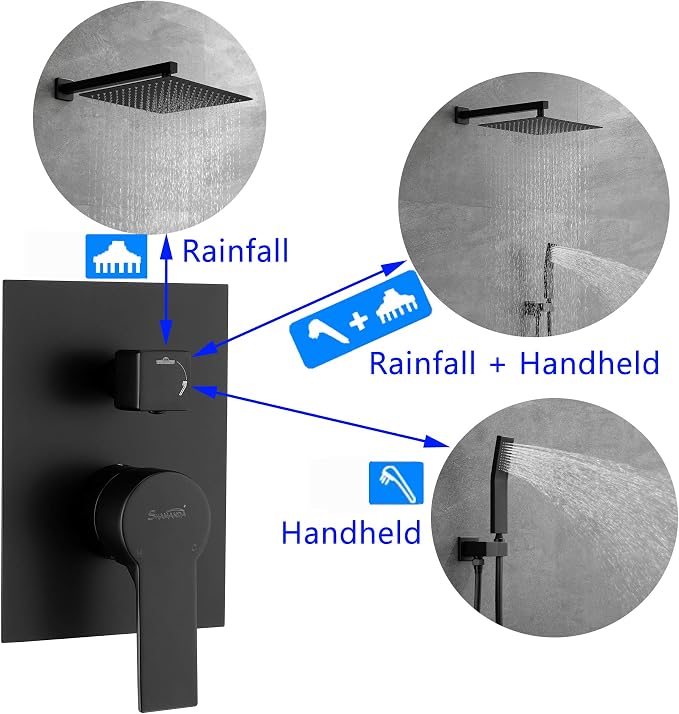 SHAMANDA Brass Rainfall Shower System, Luxuly Bathroom Shower Faucet Combo Set - Image 4